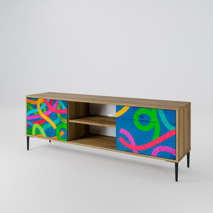 STREAMER TANGLE 2-Door TV Stand in Oak Effect