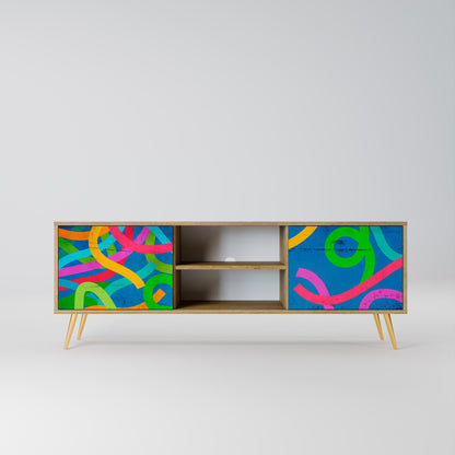 STREAMER TANGLE 2-Door TV Stand in Oak Effect