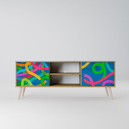STREAMER TANGLE 2-Door TV Stand in Oak Effect