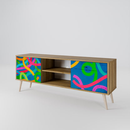 STREAMER TANGLE 2-Door TV Stand in Oak Effect