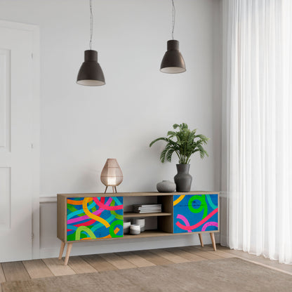 STREAMER TANGLE 2-Door TV Stand in Oak Effect