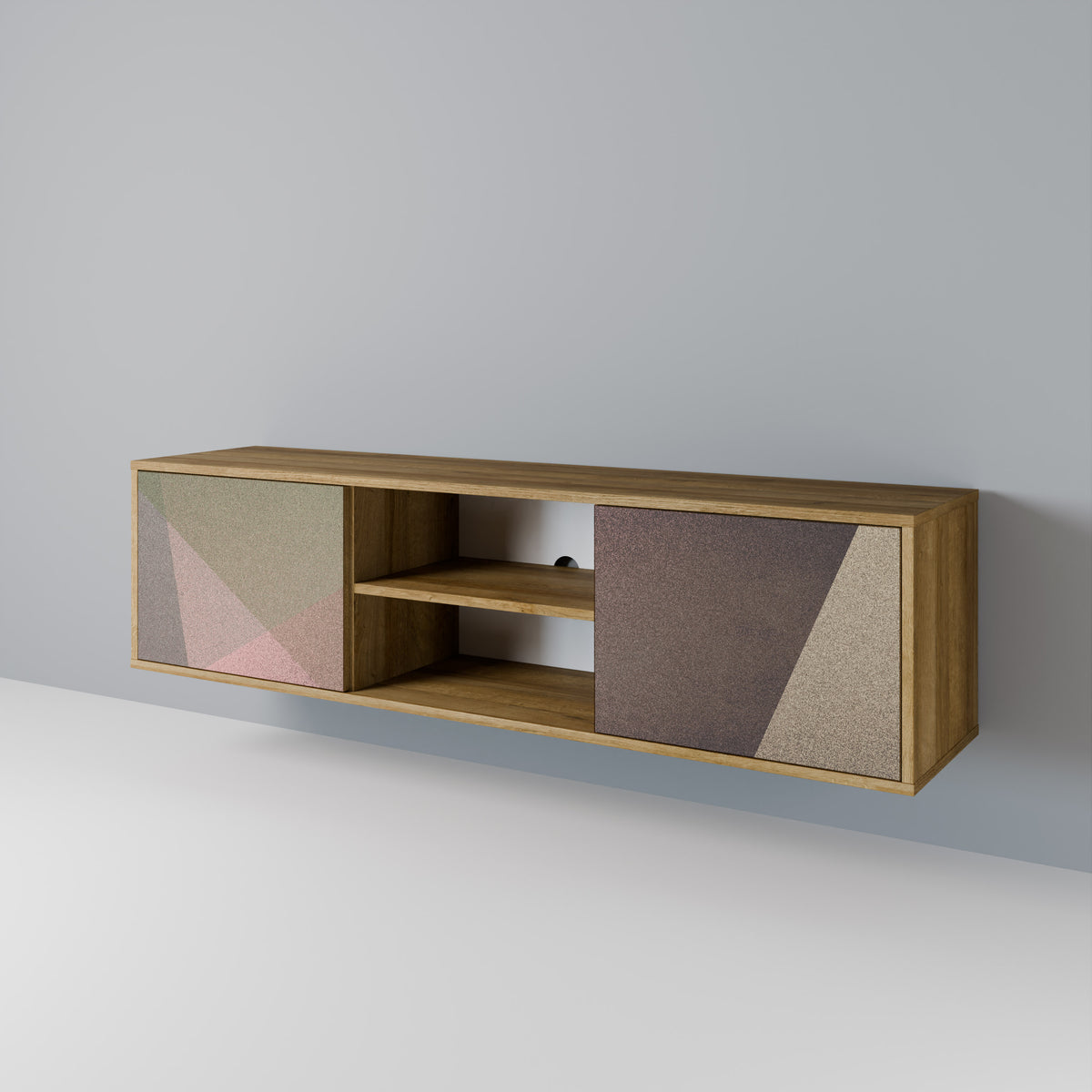 BEIGE GEOMETRY TV-bänk med två dörrar