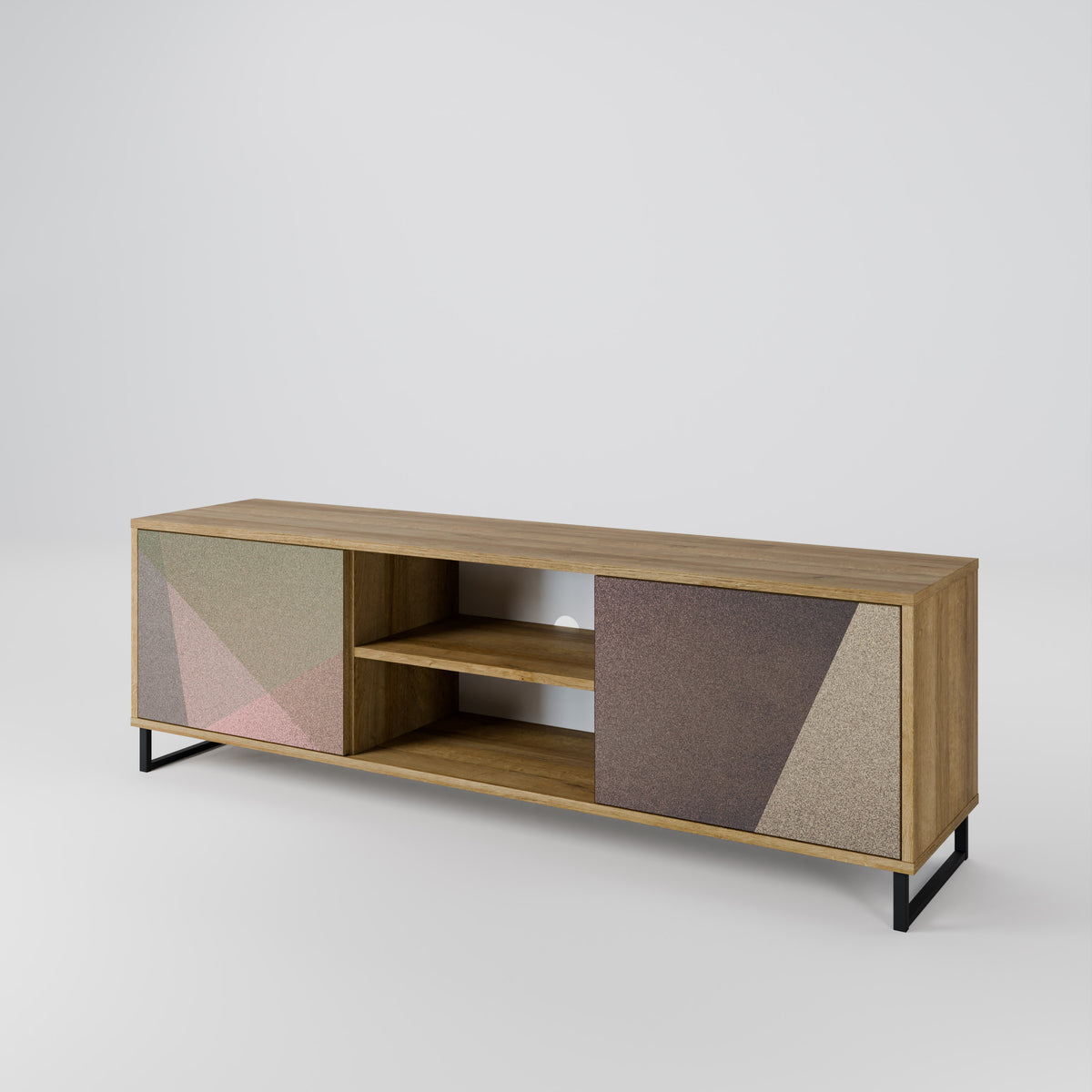 BEIGE GEOMETRY TV-bänk med två dörrar