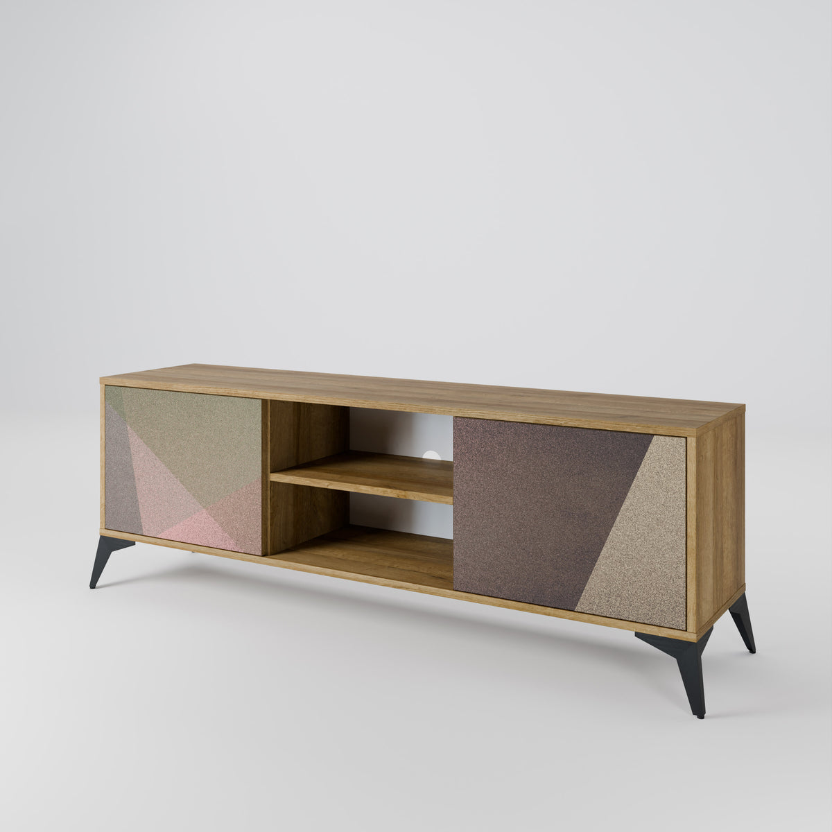 BEIGE GEOMETRY TV-bänk med två dörrar