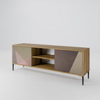 BEIGE GEOMETRY 2-Door TV Stand in Oak Effect