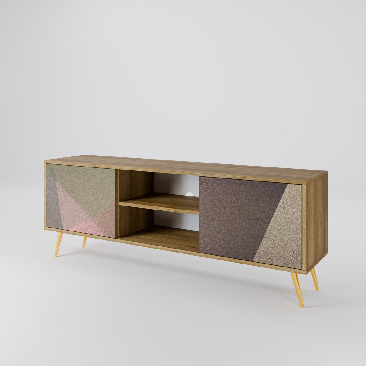 BEIGE GEOMETRY TV-bänk med två dörrar