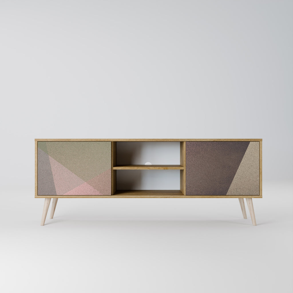 BEIGE GEOMETRY 2-dörrars TV-bänk i ekeffekt