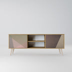 BEIGE GEOMETRY 2-Door TV Stand in Oak Effect