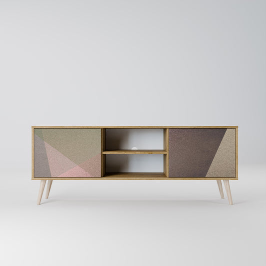 BEIGE GEOMETRY 2-dörrars TV-bänk i ekeffekt