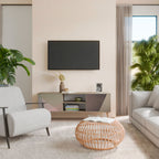 BEIGE GEOMETRY 2-Door TV Stand in Oak Effect