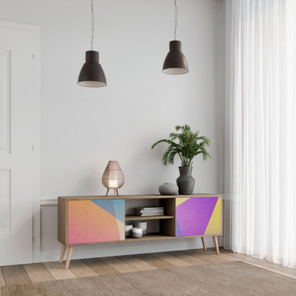 BRIGHT GEOMETRY 2-Door TV Stand in Oak Effect