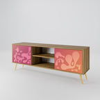 IRREGULAR PINK 2-Door TV Stand in Oak Effect