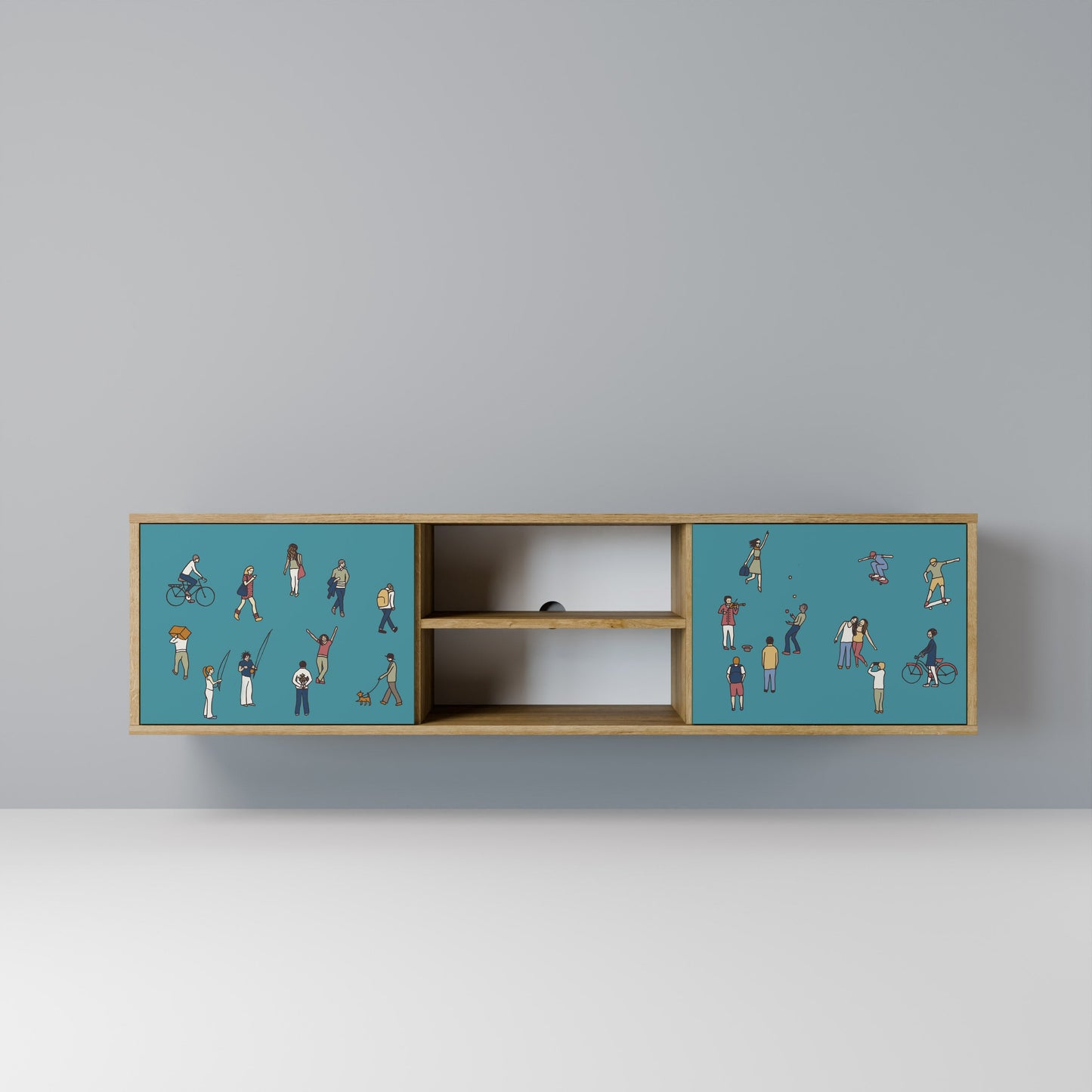 COLLECTIVE STREAM 2-Door TV Stand in Oak Effect