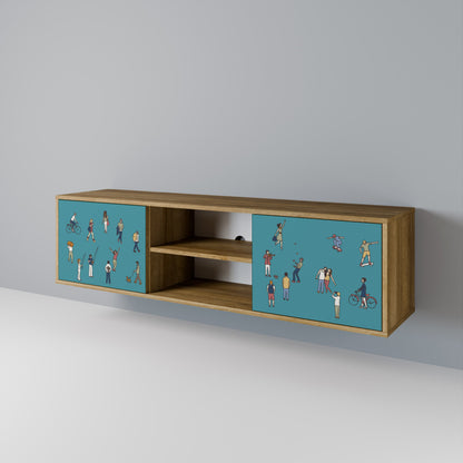 COLLECTIVE STREAM 2-Door TV Stand in Oak Effect