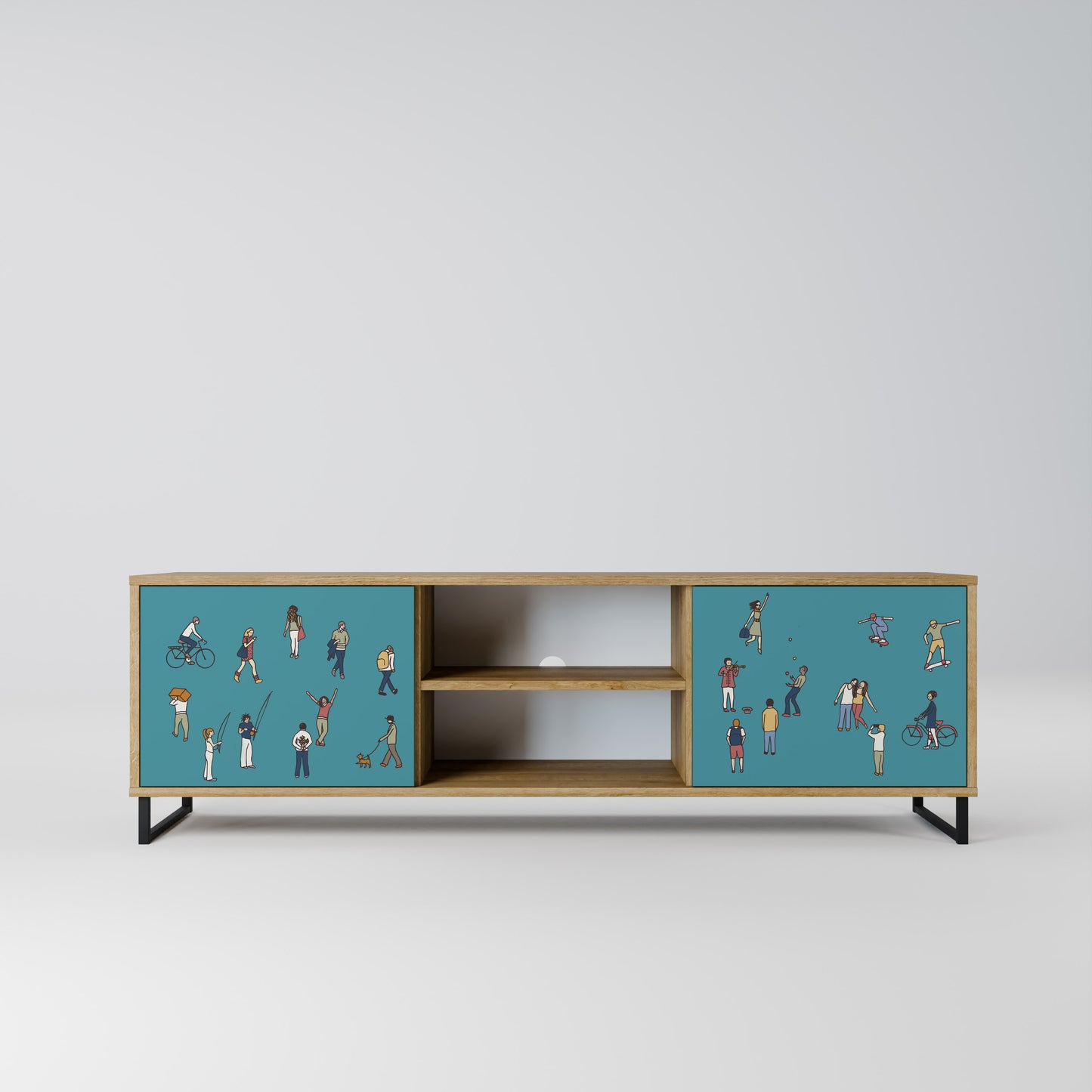 COLLECTIVE STREAM 2-Door TV Stand in Oak Effect
