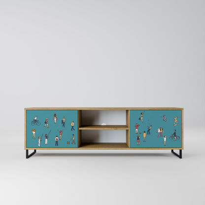 COLLECTIVE STREAM 2-Door TV Stand in Oak Effect