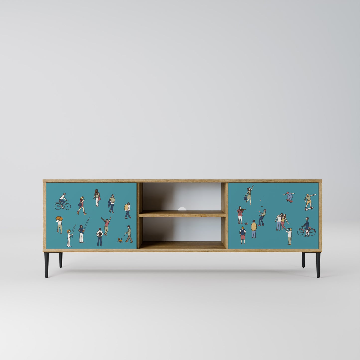 COLLECTIVE STREAM 2-Door TV Stand in Oak Effect