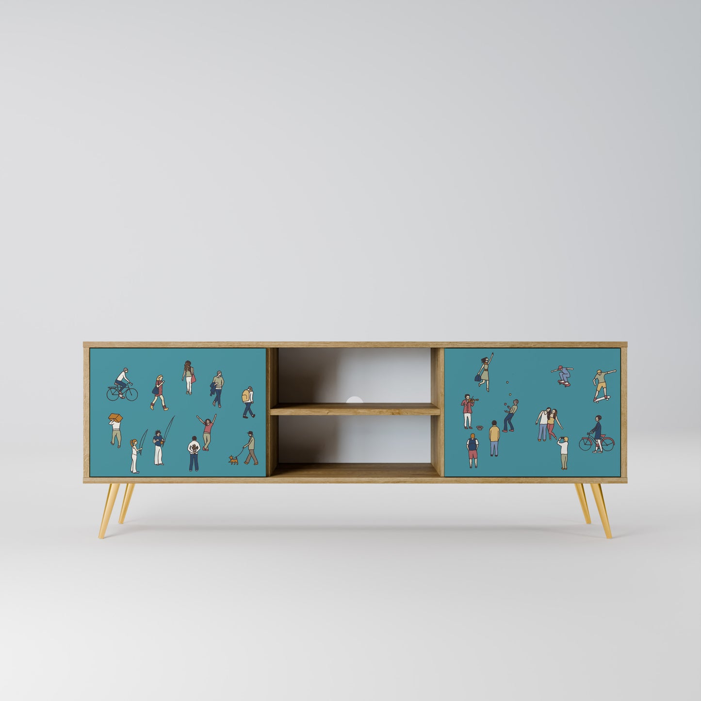 COLLECTIVE STREAM 2-Door TV Stand in Oak Effect