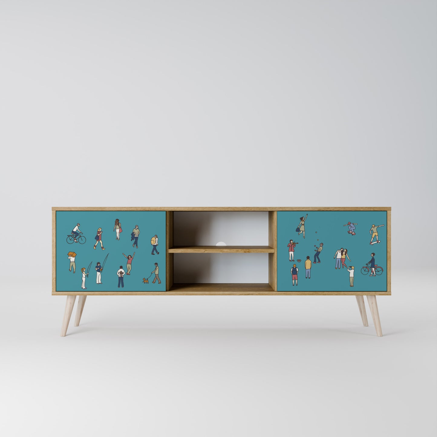 COLLECTIVE STREAM 2-Door TV Stand in Oak Effect