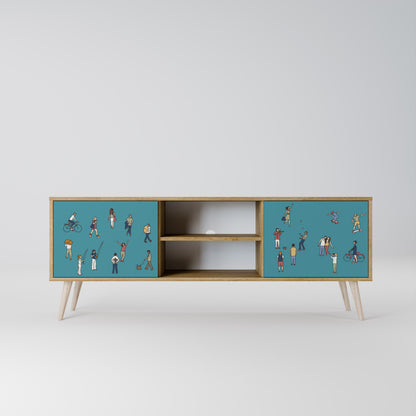 COLLECTIVE STREAM 2-Door TV Stand in Oak Effect
