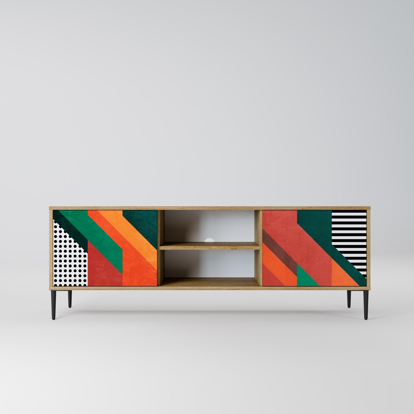 MAKESHIFT ARTISTRY 2-Door TV Stand in Oak Effect