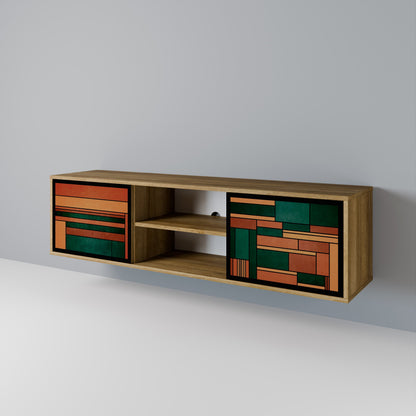EARTHY FIGURES 2-Door TV Stand in Oak Effect