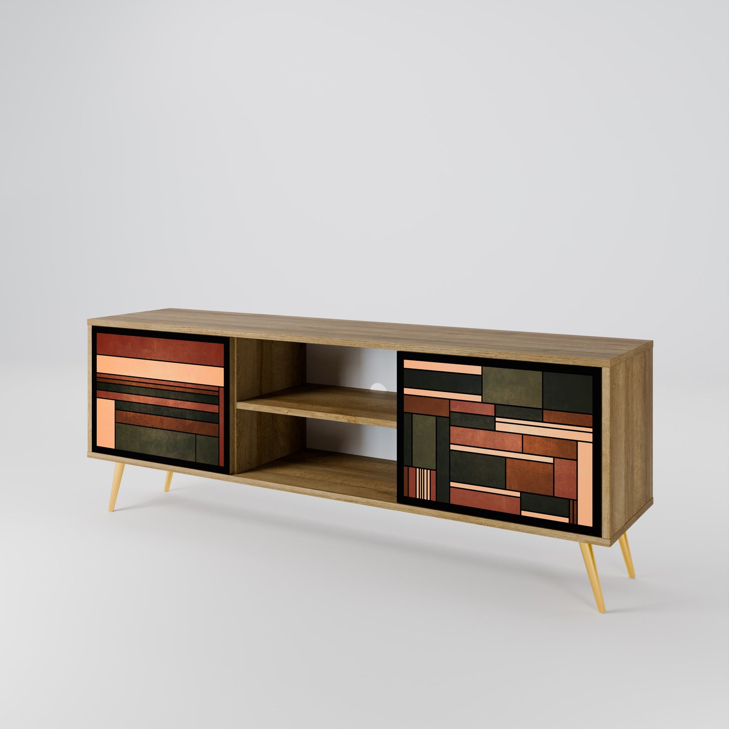 FIGURES OF NATURE 2-Door TV Stand in Oak Effect