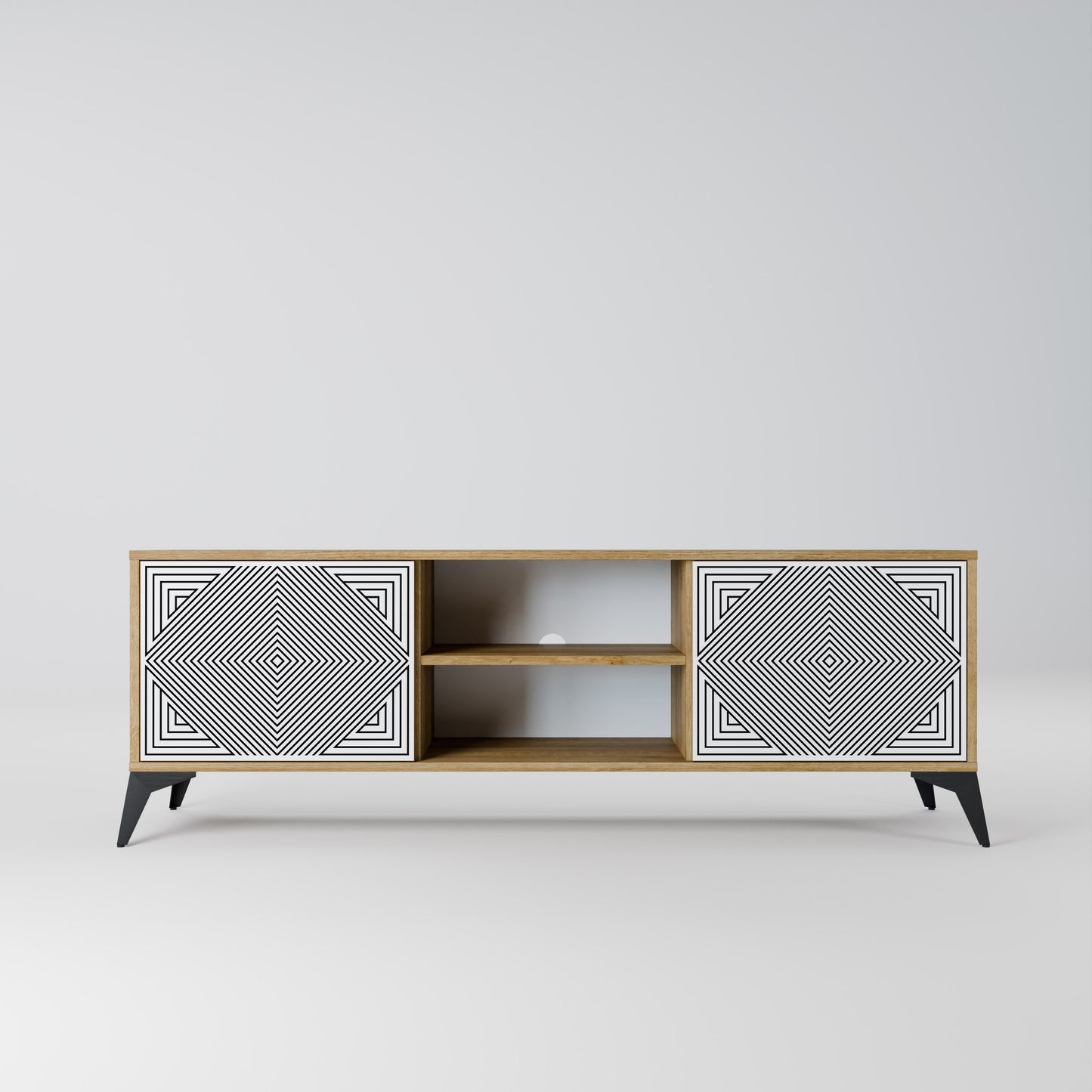 POLYGON ILLUSION 2-Door TV Stand in Oak Effect