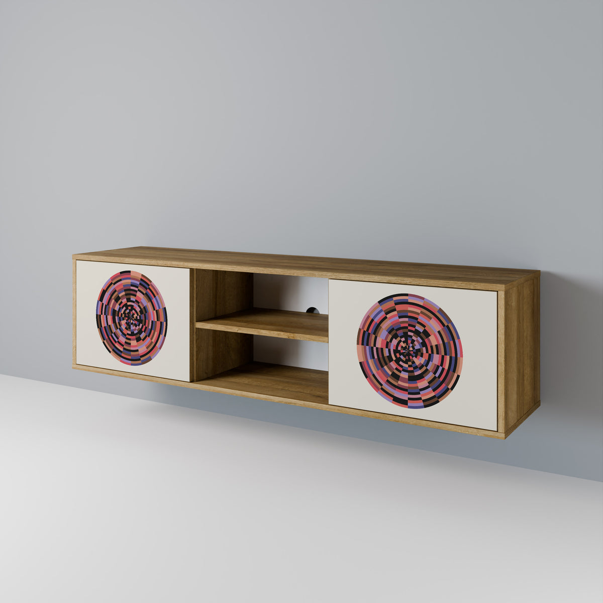 BROWN CIRCLES TV-bänk med två dörrar