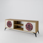 BROWN CIRCLES 2-Door TV Stand in Oak Effect