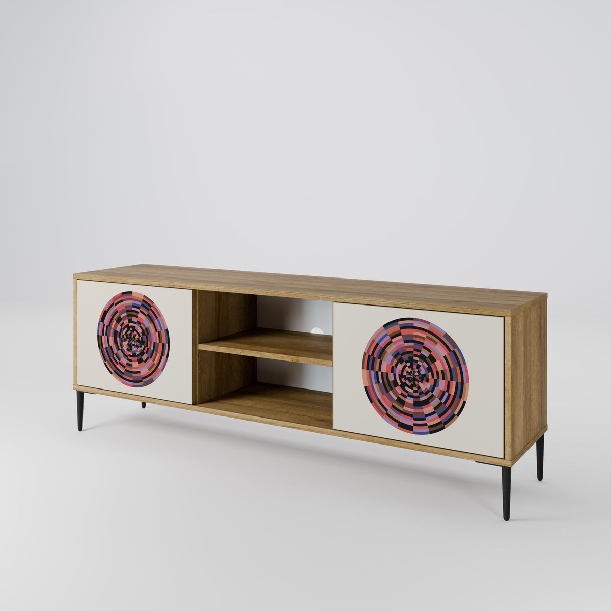 BROWN CIRCLES TV-bänk med två dörrar