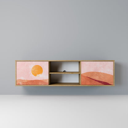 LUMINOUS SUNLIGHT 2-Door TV Stand in Oak Effect