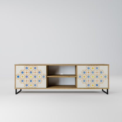 PATTERNED PRISM 2-Door TV Stand in Oak Effect