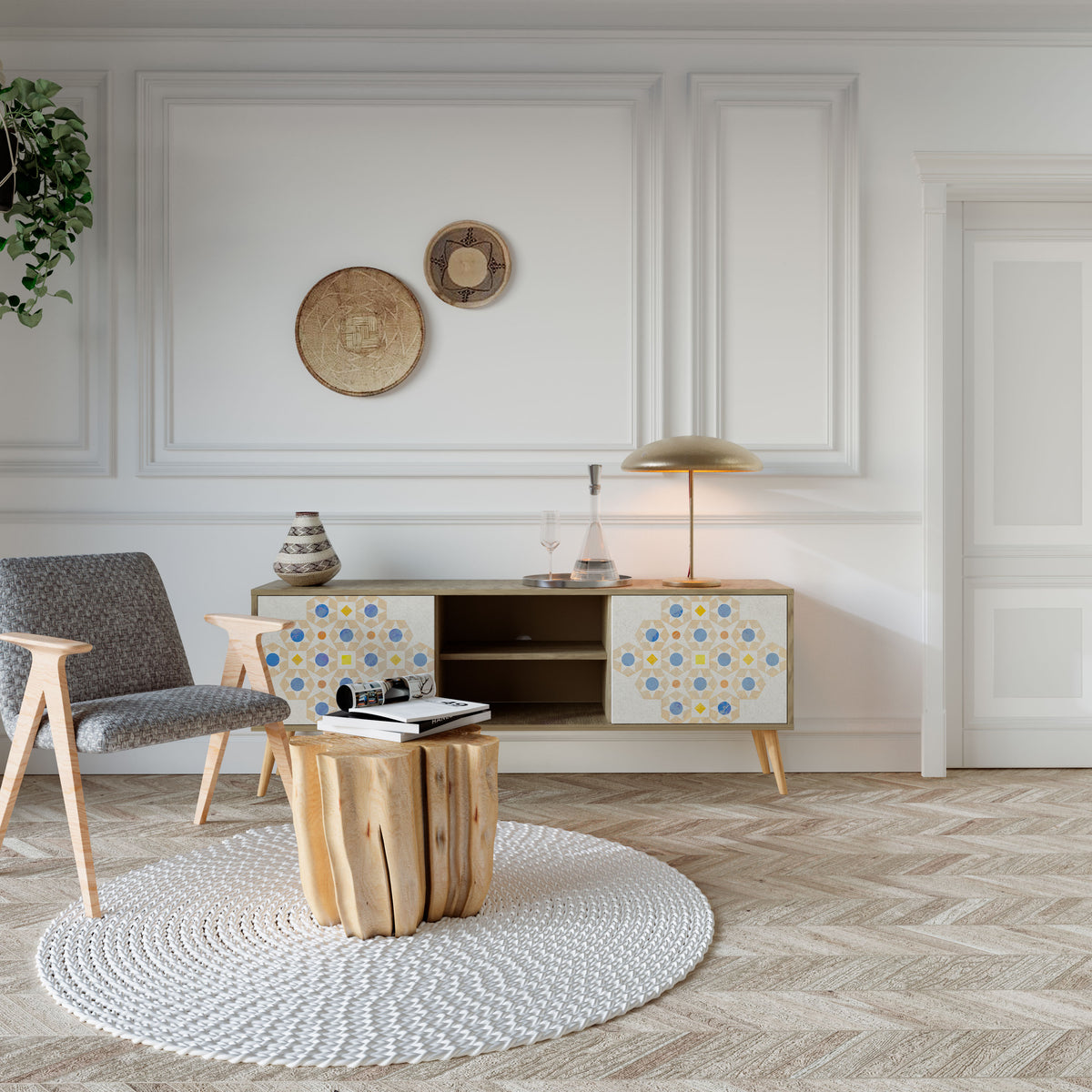 PATTERNED PRISM TV-bänk med två dörrar