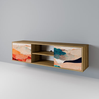 ABSTRACT LANDSCAPE 2-Door TV Stand in Oak Effect