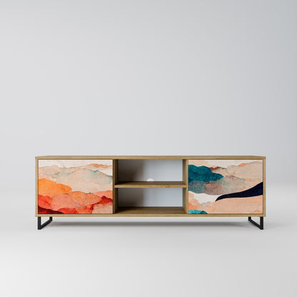 ABSTRACT LANDSCAPE 2-Door TV Stand in Oak Effect