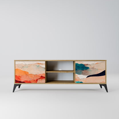 ABSTRACT LANDSCAPE 2-Door TV Stand in Oak Effect