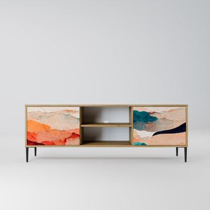 ABSTRACT LANDSCAPE 2-Door TV Stand in Oak Effect