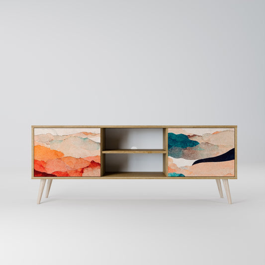 ABSTRACT LANDSCAPE 2-Door TV Stand in Oak Effect