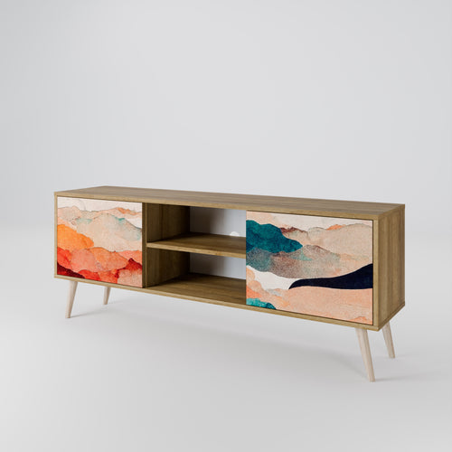 ABSTRACT LANDSCAPE 2-Door TV Stand in Oak Effect