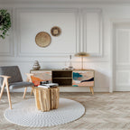 ABSTRAKT LANDSKAP 2-dörrars TV-bänk i ekeffekt