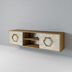 HEXAGONAL SHAPES 2-Door TV Stand in Oak Effect