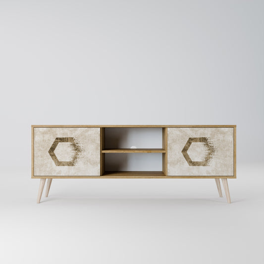 HEXAGONAL SHAPES 2-dörrars TV-bänk i ekeffekt