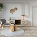 HEXAGONAL SHAPES 2-Door TV Stand in Oak Effect