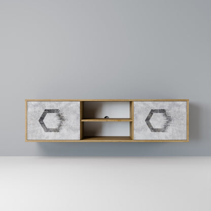 HEXAGONAL FIGURES 2-Door TV Stand in Oak Effect