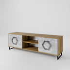 HEXAGONAL FIGURES 2-Door TV Stand in Oak Effect