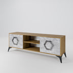 HEXAGONAL FIGURES 2-Door TV Stand in Oak Effect
