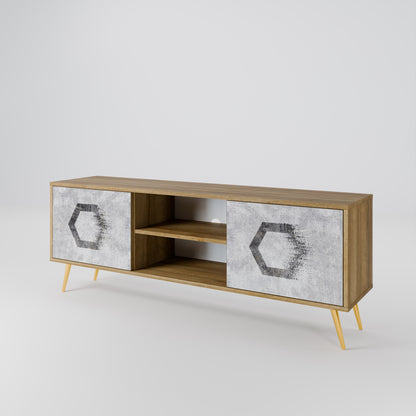 HEXAGONAL FIGURES 2-Door TV Stand in Oak Effect