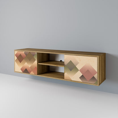 GEOMETRIC FUSION 2-dörrars TV-bänk i ekeffekt