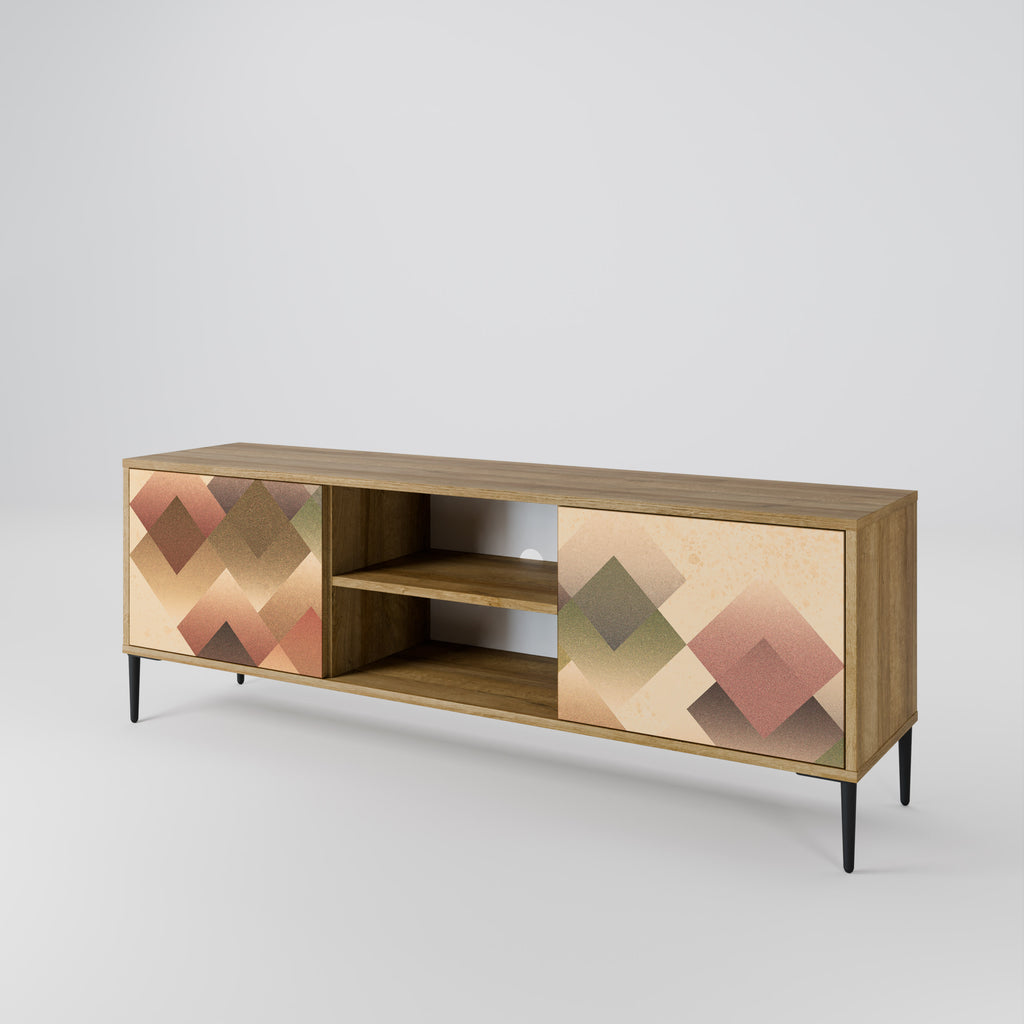 GEOMETRIC FUSION 2-dörrars TV-bänk i ekeffekt